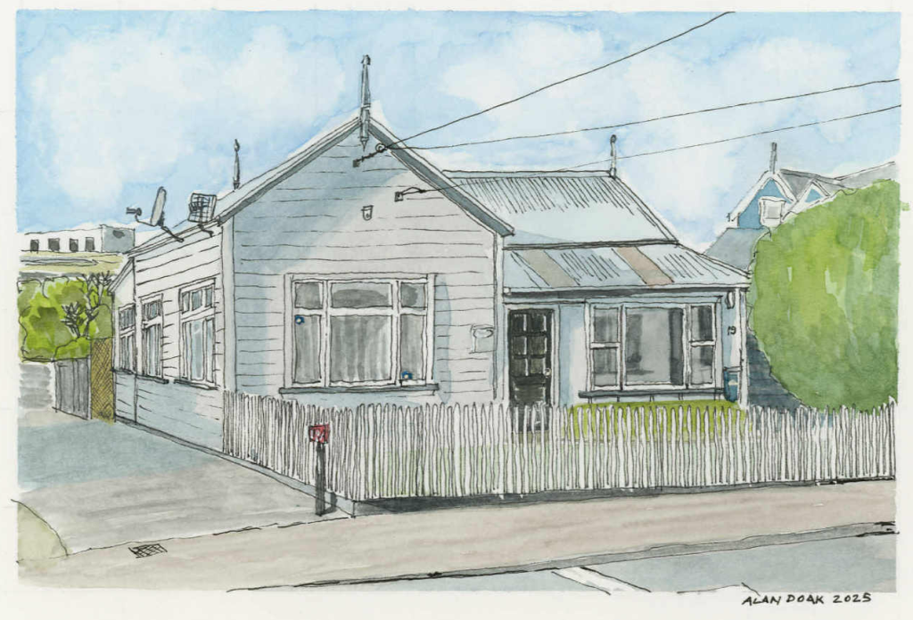Illustration of small cottage, in Karori, Wellington