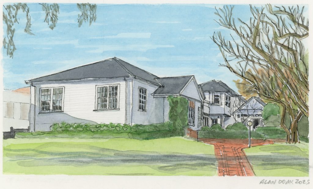 Illustration of a large stately home in Karori, Wellington